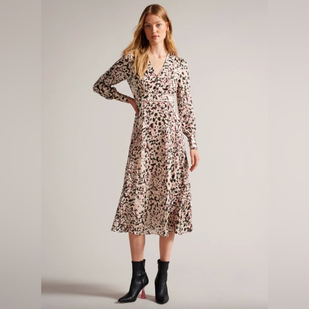 NWT Ted Baker Luceeya Ladder Insert Fit and Flare Midi Dress Size 2 (US6)